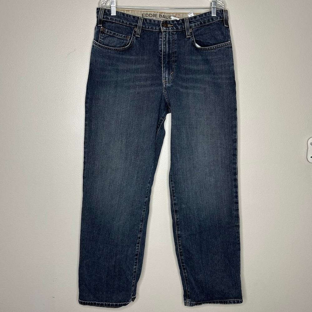Eddie Bauer Mens Relaxed Fit Jeans Dark Wash Blue Denim 100% Cotton 36x32